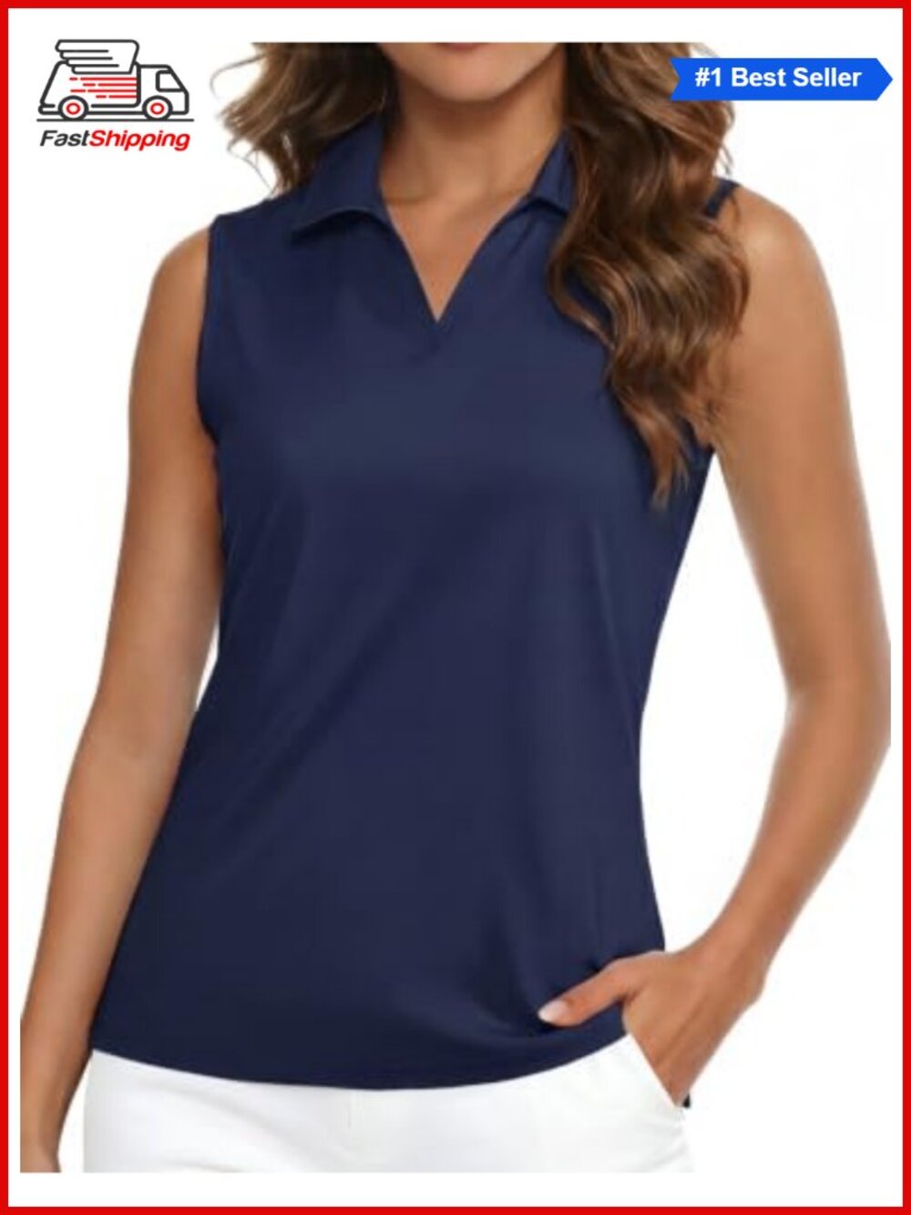 ✨ Women's Sleeveless Golf Polo Shirt UPF 50+ V-Neck Collared Tank Top Quick Dry
